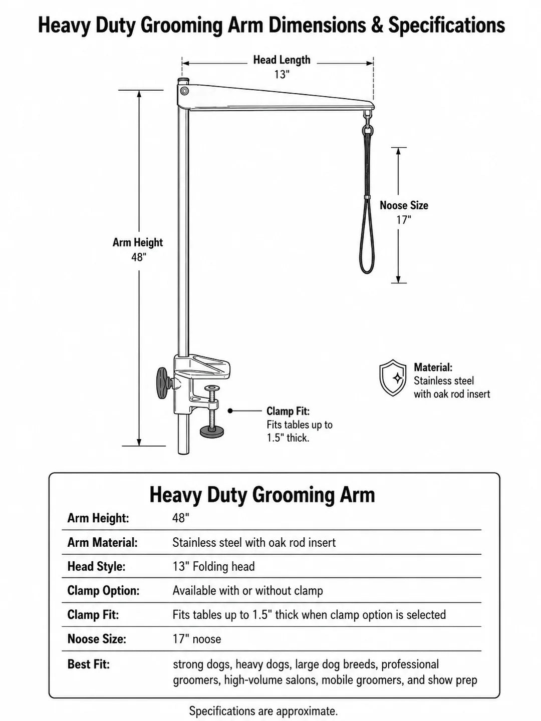 Table Works Grooming Arm & Clamp (Medium)